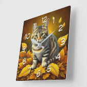 AI Gray Tabby Cat Quadratische Wanduhr (Winkel)