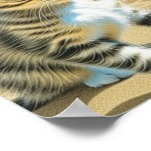 AI Gray Tabby Kitten spielt am Sandstrand Poster (Ecke)