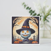 AI-Grußkarte Halloween-Friedhof zum Download Karte (Stehend Vorderseite)