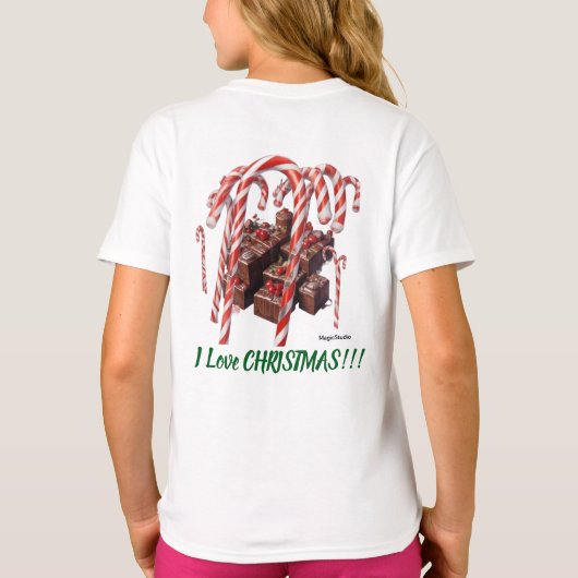 AI I Liebe Weihnachtskochtopf & Fudge Girls T - Sh T-Shirt (Rückseite)
