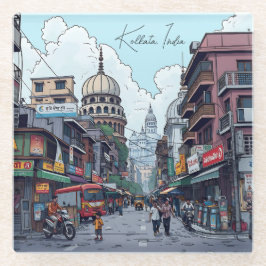 Ai Illustration von Kalkutta, Indien Glasuntersetzer