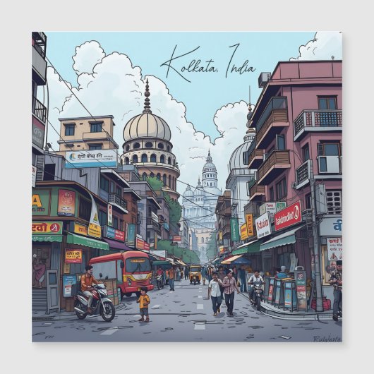 Ai Illustration von Kalkutta, Indien Magnetkarte (Vorderseite)