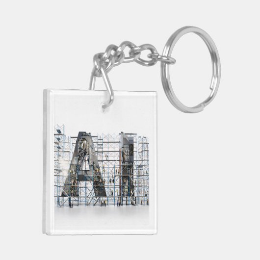 AI Industrial Letterform Architecture Art  Schlüsselanhänger (Rückseite links)