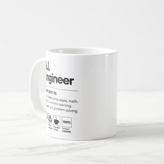 AI-Ingenieur Kaffeetasse (Vorderseite Links)
