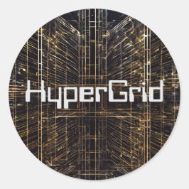 AI-inspiriertes HyperGrid-Muster Runder Aufkleber