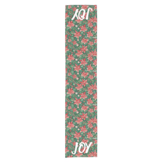 AI Joy Holly und Poinsettia Table Runner Kurzer Tischläufer (Vorderseite)