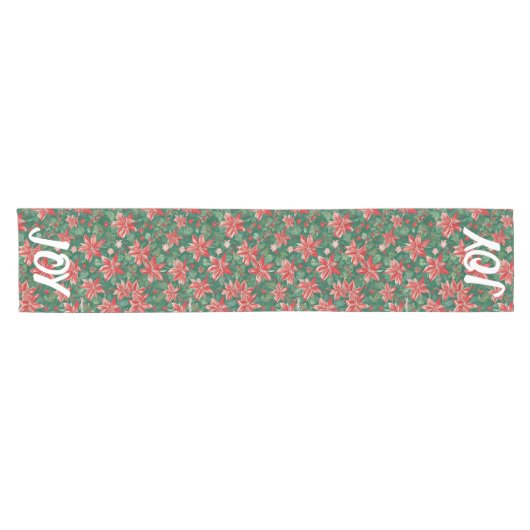 AI Joy Holly und Poinsettia Table Runner Kurzer Tischläufer (Horizontal)