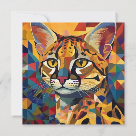 AI Kubism Cat Feiertagskarte (Vorderseite)