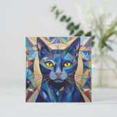 AI Kubism Cat Feiertagskarte (Stehend Vorderseite)