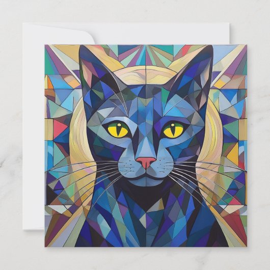AI Kubism Cat Feiertagskarte (Vorderseite)