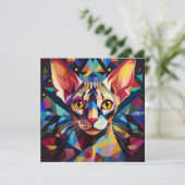 AI Kubism Cat Feiertagskarte (Stehend Vorderseite)