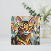 AI Kubism Cat Feiertagskarte (Stehend Vorderseite)