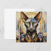 AI Kubism Cat Feiertagskarte (Vorne/Hinten)