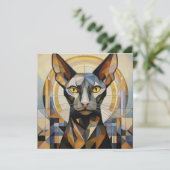 AI Kubism Cat Feiertagskarte (Stehend Vorderseite)