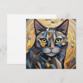 AI Kubism Cat Feiertagskarte (Vorne/Hinten)