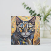 AI Kubism Cat Feiertagskarte (Stehend Vorderseite)