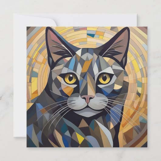 AI Kubism Cat Feiertagskarte (Vorderseite)
