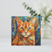 AI Kubism Cat Feiertagskarte (Stehend Vorderseite)