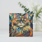 AI Kubism Cat Feiertagskarte (Stehend Vorderseite)