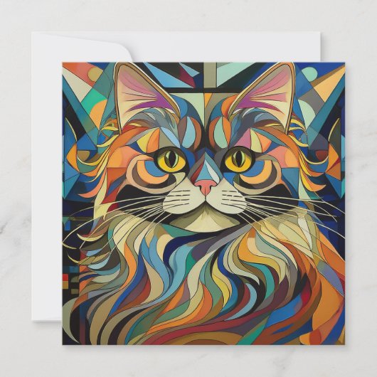 AI Kubism Cat Feiertagskarte (Vorderseite)