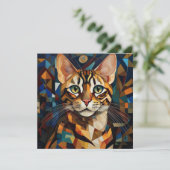 AI Kubism Cat Feiertagskarte (Stehend Vorderseite)