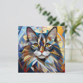 AI Kubism Cat Feiertagskarte (Stehend Vorderseite)
