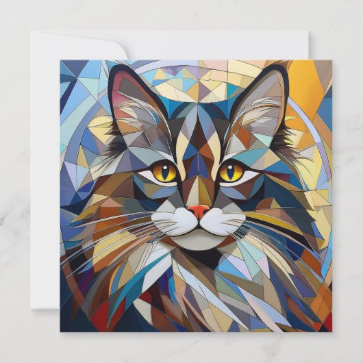 AI Kubism Cat Feiertagskarte (Vorderseite)