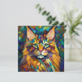 AI Kubism Cat Feiertagskarte (Stehend Vorderseite)