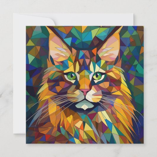 AI Kubism Cat Feiertagskarte (Vorderseite)