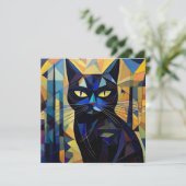 AI Kubism Cat Feiertagskarte (Stehend Vorderseite)