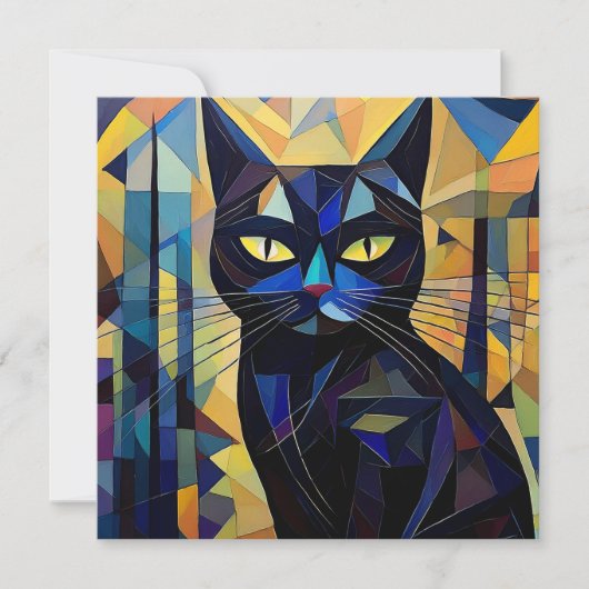 AI Kubism Cat Feiertagskarte (Vorderseite)