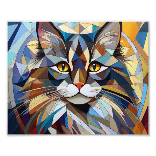AI Kubism Cat Fotodruck (Vorne)