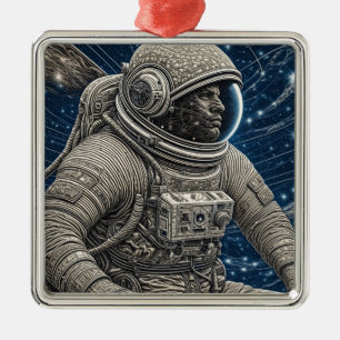 Ai-Kunst Astronaut im Weltraum Ornament Aus Metall
