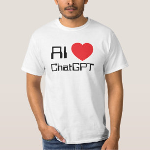 AI liebt Chat GPT rotes Herz lustiger schwarzer Te T-Shirt