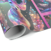 AI Magical Christmas Add Name Text Girl's Geschenk Geschenkpapier (Rolleneckpunkt)