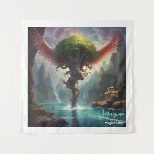 AI Magical World Imagine Tapestes Wandteppich (Vorderseite)