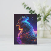 AI Neon Chicken Postkarte (Stehend Vorderseite)