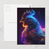 AI Neon Chicken Postkarte (Vorne/Hinten)