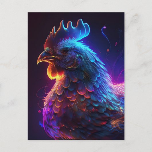 AI Neon Chicken Postkarte (Vorderseite)