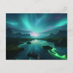 AI Neon Lanscape Postkarte