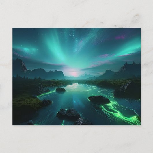 AI Neon Lanscape Postkarte (Vorderseite)