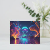 AI Neon Trees Postkarte (Stehend Vorderseite)