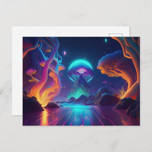 AI Neon Trees Postkarte (Vorne/Hinten)
