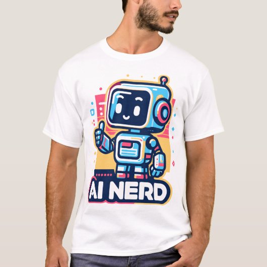AI-Nerd-Roboter im Retro-Stil T-Shirt (Vorderseite)