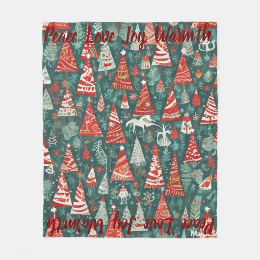 AI Peace Liebe Joy Warmth Christmas Tree Blanket Fleecedecke (Vorderseite)