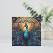 AI Peacock Feiertagskarte (Stehend Vorderseite)