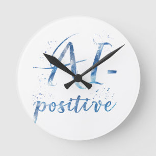 AI-positive Textart Runde Wanduhr