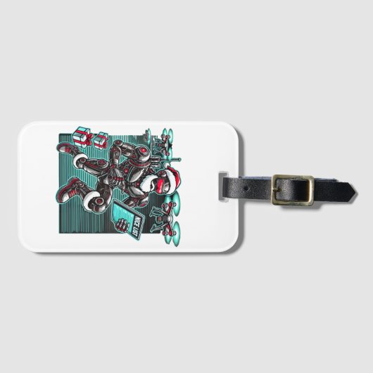 AI Powered Santa Robot mit Dronen und Weihnachten Gepäckanhänger (Vorderseite (Horizontal))