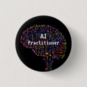 AI Practitioner für künstliche Intelligenz Tech Button (Vorderseite)
