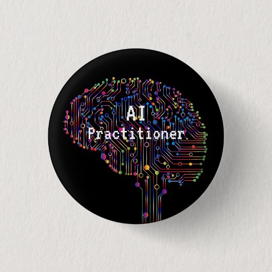 AI Practitioner für künstliche Intelligenz Tech Button (Vorderseite)